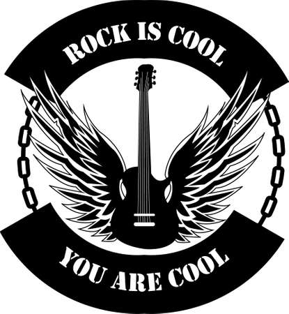 Rock is cool sign icon with guitarのイラスト素材