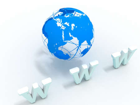 www 3d symbol and 3d earth の写真素材