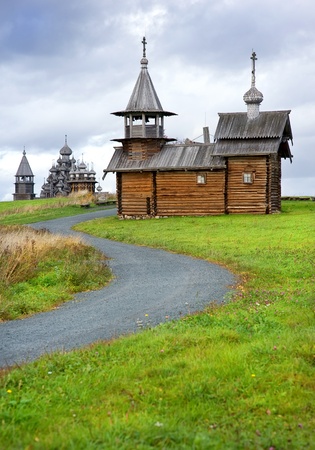 Wooden churches on island Kizhi, North Russiaの写真素材