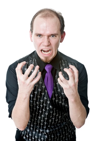Angry man screaming の写真素材