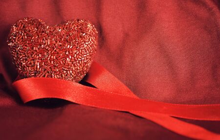 Valentine's day heart on the red backgroundの写真素材