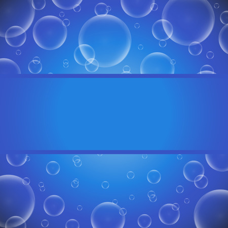 Soap bubbles on a blue with frameのイラスト素材