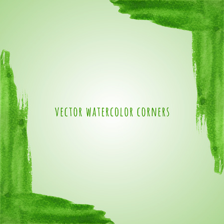 Green vector watercolor brush strokes corner with space for textのイラスト素材