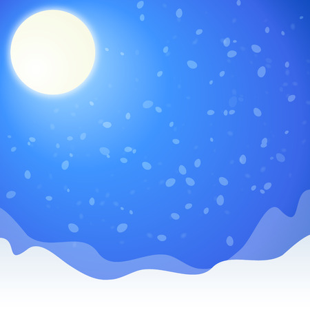Vector illustration of winter landscape with  snowfall and mountainsのイラスト素材