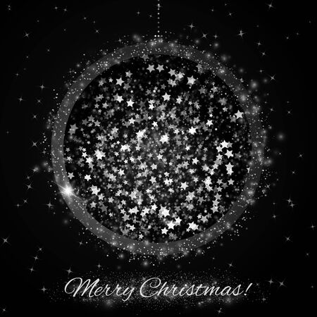 Abstract Shining Christmas ball on black background. Vector illustrationのイラスト素材