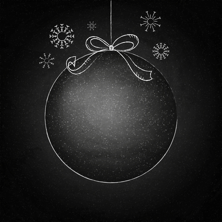 Christmas drawing ball on the blackboard background. のイラスト素材