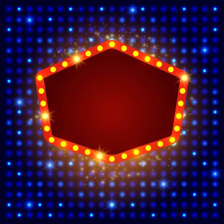 Shining background with retro casino light banner. Vector illustrationのイラスト素材