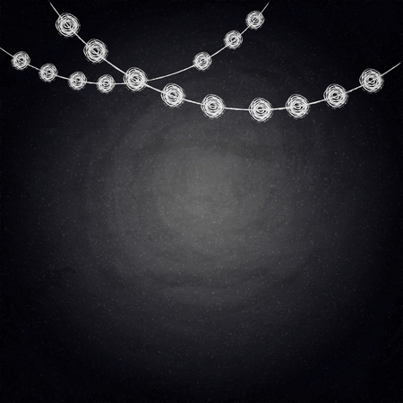 Chalkboard background with drawing bunting decor. Vector texture EPS10のイラスト素材