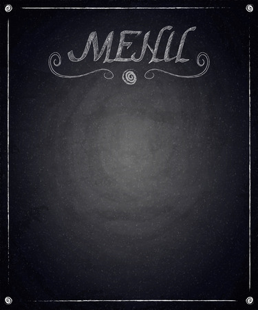 Menu of restaurant on black chalkboard background. Vector illustrationのイラスト素材