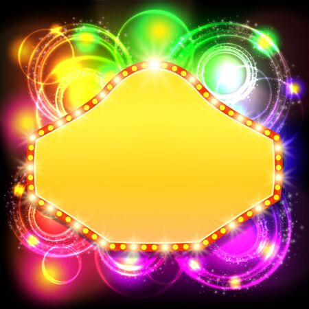 Shining background with retro casino light banner. Vector illustrationのイラスト素材