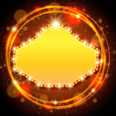 Shining background with retro casino light banner. Vector illustrationのイラスト素材