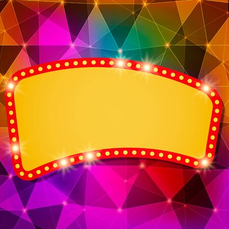 Abstract shining retro light banner on geometric background. Vector illustrationのイラスト素材