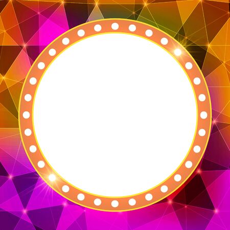 Abstract shining retro light banner on geometric background. Vector illustrationのイラスト素材