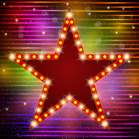 Star retro light banner on shining background. Vector illustrationのイラスト素材