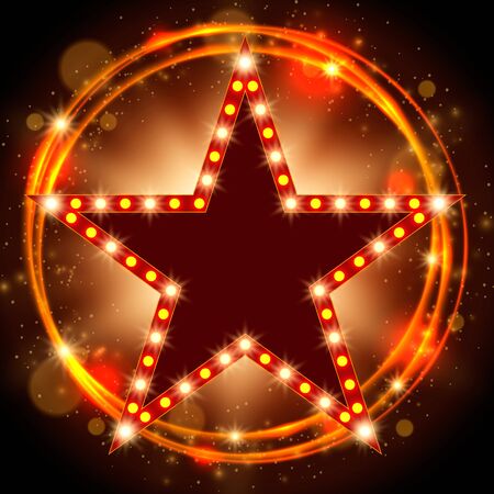 Star retro light banner on shining background. Vector illustrationのイラスト素材
