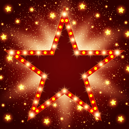 Star retro light banner on shining background. Vector illustrationのイラスト素材