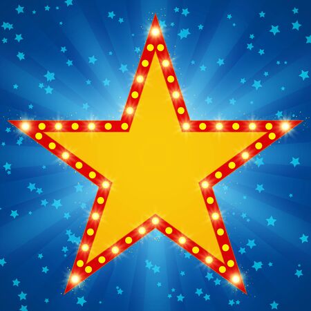 Star retro light banner on shining background. Vector illustrationのイラスト素材