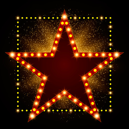 Star retro light banner on shining background. Vector illustrationのイラスト素材