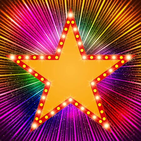 Star retro light banner on shining background. Vector illustrationのイラスト素材