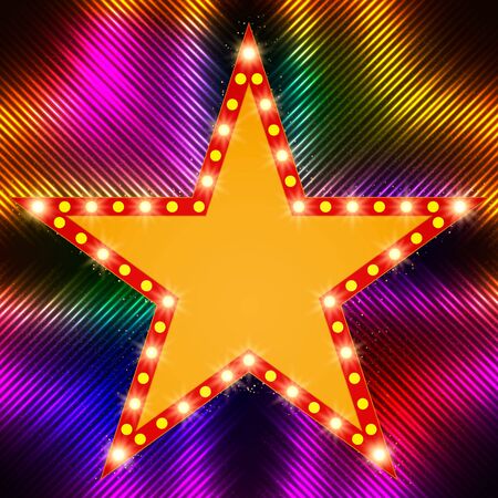 Star retro light banner on shining background. Vector illustrationのイラスト素材