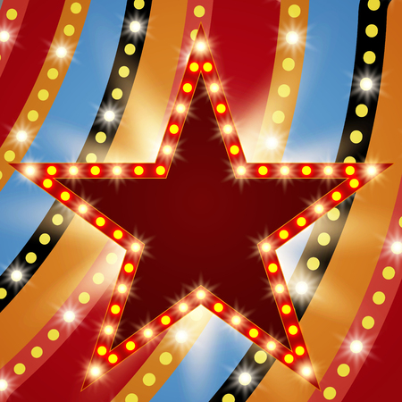 Retro stage shining star banner background. Vector illustrationのイラスト素材