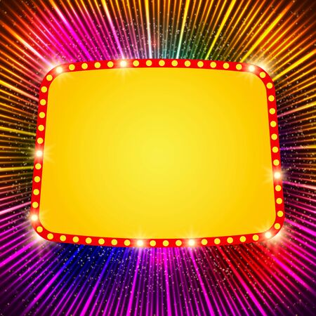 Shining background with retro casino light banner. Vector illustrationのイラスト素材