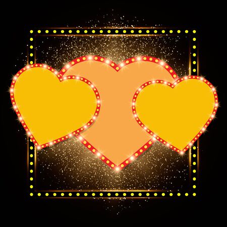 Valentines shining background with hearts. Vector illustrationのイラスト素材