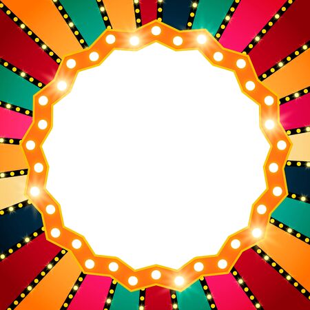 Retro banner on colorful shining background. Vector illustrationのイラスト素材