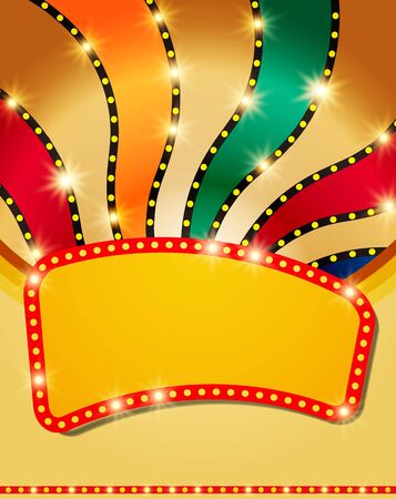 Retro banner on colorful shining background. Vector illustrationのイラスト素材