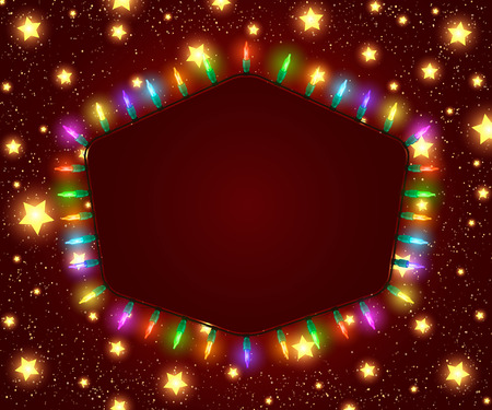 Retro banner with shining colorful lights. Vector illustrationのイラスト素材