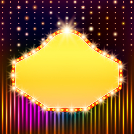 Shining background with retro casino light banner. Vector illustrationのイラスト素材