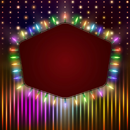 Retro banner with shining colorful lights. Vector illustrationのイラスト素材