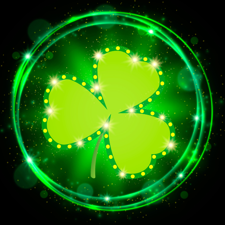 Saint Patricks Day banner with shining Shamrock.のイラスト素材