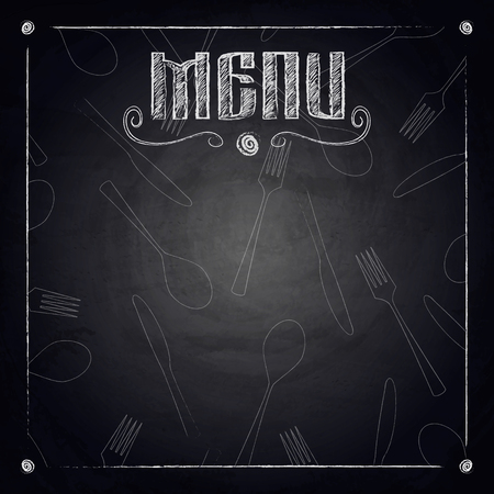 Menu of restaurant on black chalkboard background. Vector illustrationのイラスト素材