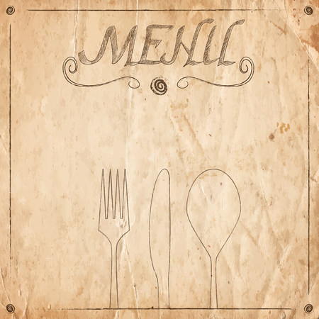 Menu of restaurant on the old paper background. Vector illustrationのイラスト素材