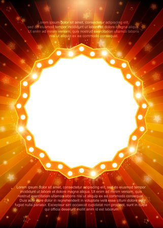 Poster Template with retro casino banner.  Design for presentation, concert, show. Vector illustrationのイラスト素材