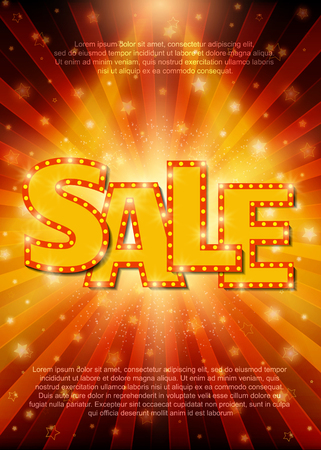 Poster Template with sale banner.  Design for presentation, concert, show. Vector illustrationのイラスト素材