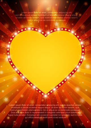Poster Template with retro heart banner.  Design for presentation, concert, show. Vector illustrationのイラスト素材
