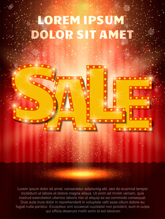 Poster Template with sale banner.  Design for presentation, concert, show. Vector illustrationのイラスト素材