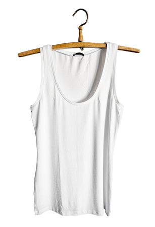 White tank top isolated on white background. Mock-up design templateの写真素材