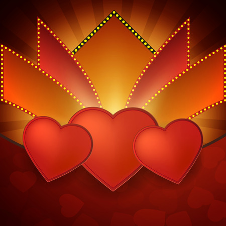 Valentineâs Day shining background with hearts.のイラスト素材