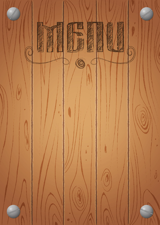 Menu of restaurant on wooden texture background. Vector illustrationのイラスト素材