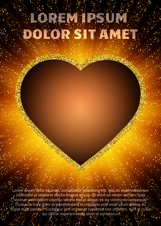 Poster Template with retro heart banner.  Design for presentation, concert, show. Vector illustrationのイラスト素材