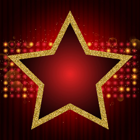 Poster template with glden retro star banner.のイラスト素材