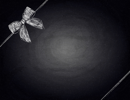 Blank chalkboard background with drawing white bow. Vector illustrationのイラスト素材