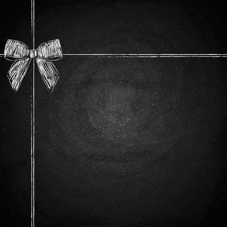 Blank chalkboard background with drawing white bow. Vector illustrationのイラスト素材