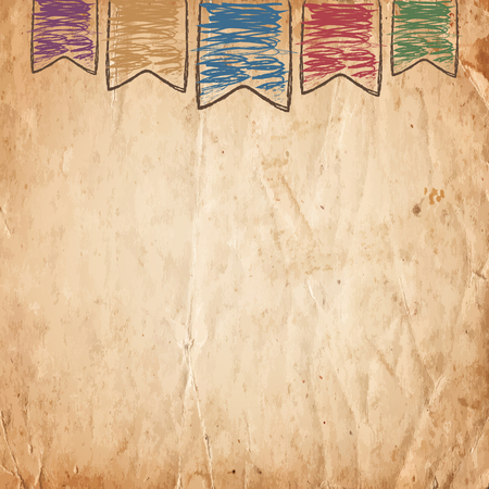Party decor on the old paper background. Vector illustrationのイラスト素材