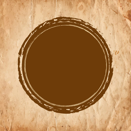 Blank drawing empty round frame on old paper background. Vector illustrationのイラスト素材