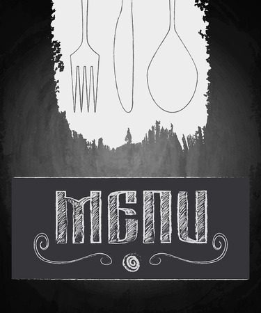 Menu of restaurant on black chalkboard background. Vector illustrationのイラスト素材