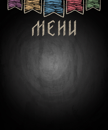Menu of restaurant on black chalkboard background. Vector illustrationのイラスト素材
